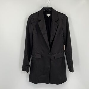 superdown Miley Oversized Blazer black satin long jacket women new Small